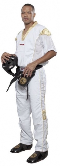 (P) Strój do kickboxingu TOP TEN STAR COLLECTION biało-złoty XL