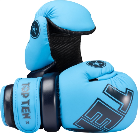 Rękawice otwarte ROTT "GLOSSY BLOCK" (WAKO APPROVED new) jasnoniebieski L