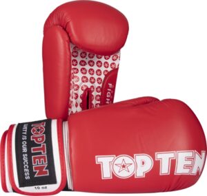 Rękawice bokserskie TOP TEN "FIGHT" RTT-2 10 oz (WAKO APPROVED) czerwony