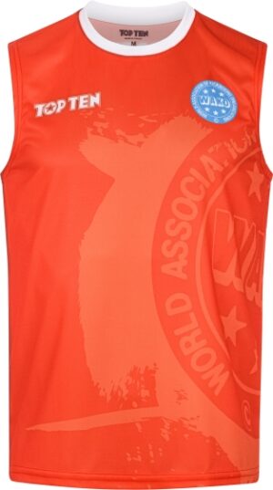 Koszulka bez rękawów do kick lightu TOP TEN (WAKO APPROVED) czerwony M
