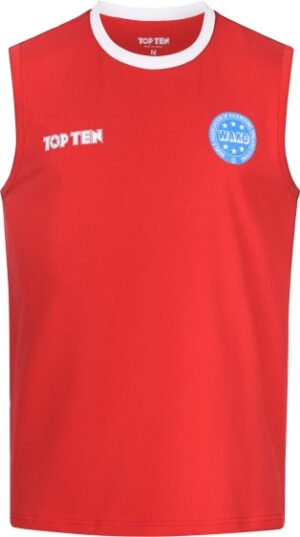Koszulka bez rękawów do kick lightu TOP TEN "BASIC" (WAKO APPROVED) czerwony L