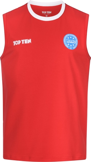 Koszulka bez rękawów do kick lightu TOP TEN "BASIC" (WAKO APPROVED) czerwony L