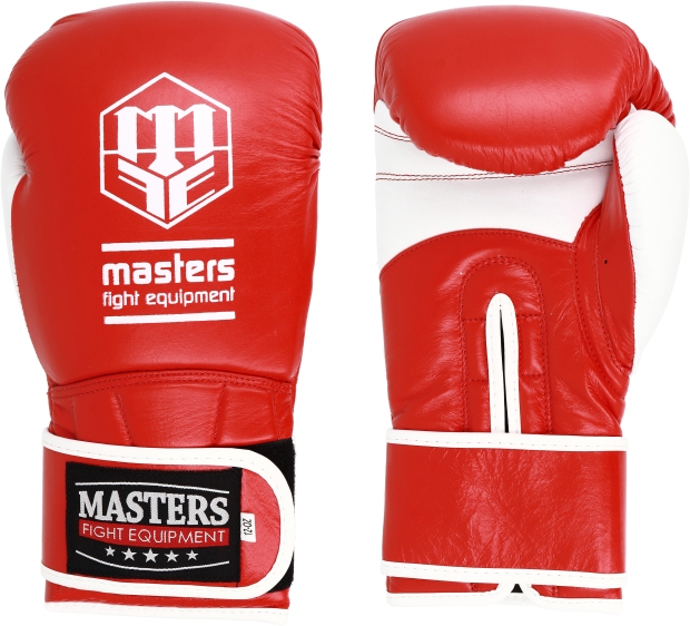 Rękawice bokserskie skórzane MASTERS RBT-PERFECT-GRIP 12 oz czerwono - białe - obrazek 4