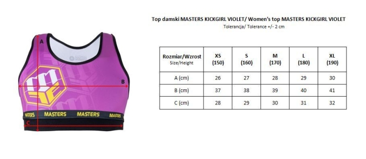 Top damski krótki MASTERS KICKGIRL VIOLET XL - obrazek 4