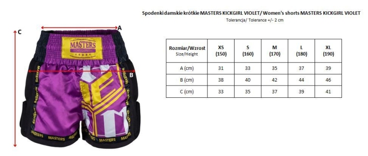 Spodenki damskie krótkie MASTERS KICKGIRL VIOLET L - obrazek 6