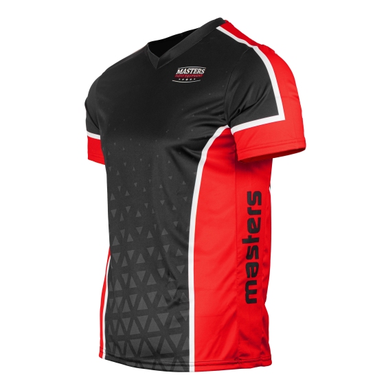 Koszulka V-neck do point-fightingu MASTERS "COMBAT" czarno-czerwona (WAKO APPROVED) XL - obrazek 3