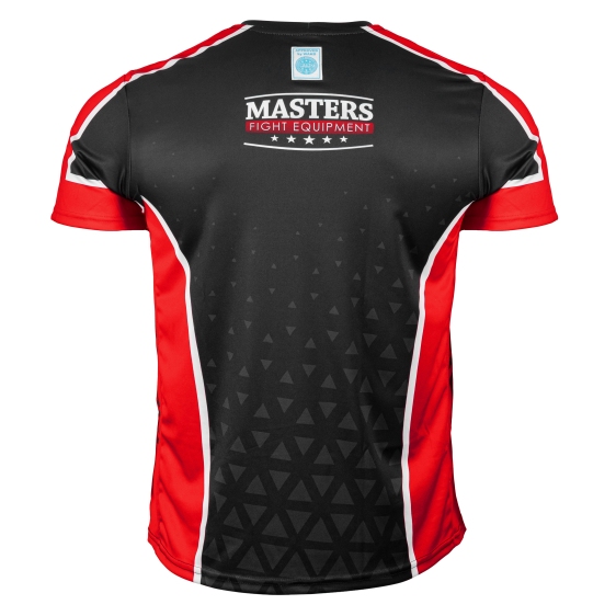 Koszulka V-neck do point-fightingu MASTERS "COMBAT" czarno-czerwona (WAKO APPROVED) XL - obrazek 4
