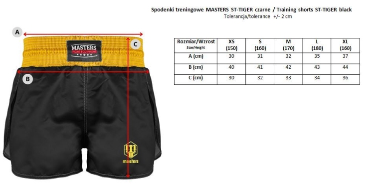 Spodenki treningowe MASTERS ST-TIGER czarne XL - obrazek 6