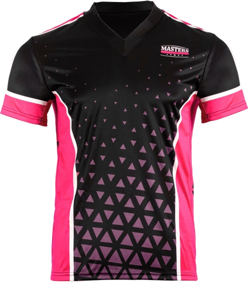 Koszulka V-neck do point-fightingu MASTERS "COMBAT" czarno-różowa (WAKO APPROVED) M