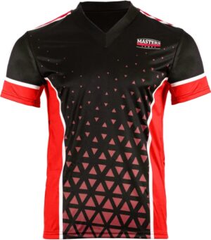 Koszulka V-neck do point-fightingu MASTERS "COMBAT JUNIOR" czarno-czerwona (WAKO APPROVED) 128