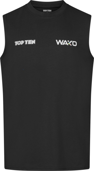 Koszulka bez rękawów do kick lightu TOP TEN "BASIC" (WAKO APPROVED) czarny L - obrazek 4